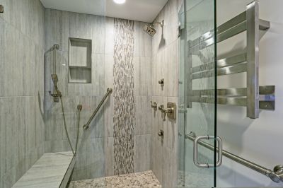 Walk-in Shower with Textured Tile Accents