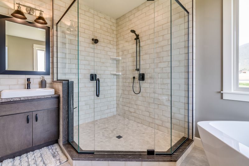 Corner Shower with Stylish Tiles
