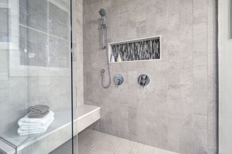 Elegant Shower with Built-in Shelves