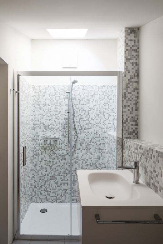 Corner Shower with Modern Tiles